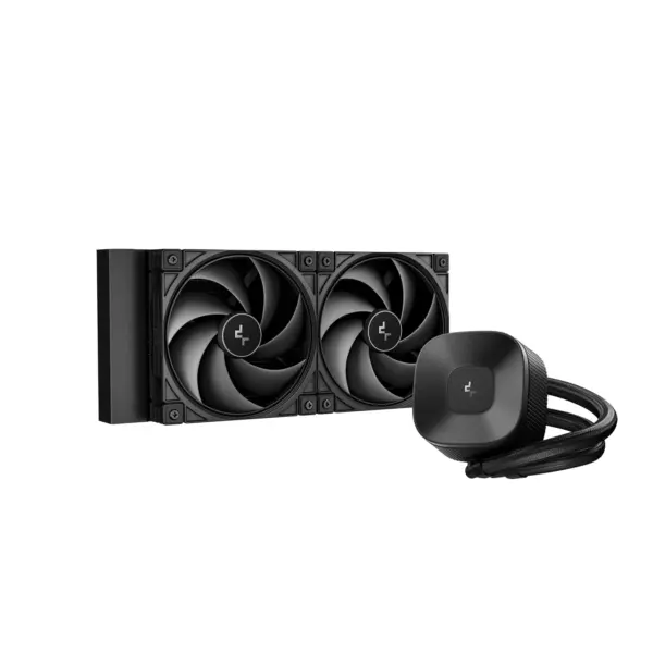 Enfriamiento Líquido AIO para CPU DeepCool LE240 Zero Dark | Sistema All-in-One Negro con Radiador de 240mm | 2 Ventiladores PWM Negros de 120mm | Tecnología Antifugas Anti-Leak | Sockets Intel LGA1700 y AMD AM5