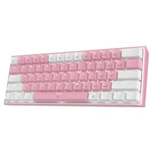 Teclado Mecánico Inalámbrico Gaming Redragon Fizz Pro K616 | Formato Ultra-Compacto 60% | Conexión Tri-Mode (USB-C, 2.4 GHz, Bluetooth) | Switches Red Lineales Intercambiables Hot-Swap | Iluminación RGB | K616-RGB - Rosado y Blanco