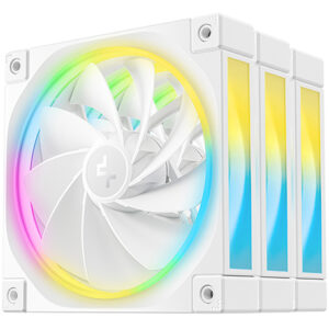 Kit de 3 Ventiladores para CPU y Gabinete DeepCool FL12R WH 3-in-1 | Ventiladores PWM Blancos de 120 mm | Iluminación ARGB Direccionable de 5V | Diseño Invertido de Aspas / Reverse Flow | Rodamientos Hidráulicos Avanzados | Color Blanco