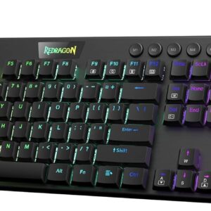 Teclado Mecánico Gaming Alámbrico Redragon Horus K619 RGB FS | Conexión por Cable USB-C Desmontable | Factor de Forma Completo (100%) | Diseño de Perfil Bajo (Low Profile) | Placa de Aluminio Anodizado | Acabado Negro