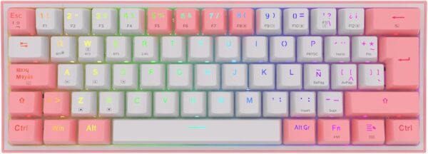 Teclado Mecánico Inalámbrico Gaming Redragon Fizz Pro K616 | Formato Ultra-Compacto 60% | Conexión Tri-Mode (USB-C, 2.4 GHz, Bluetooth) | Switches Red Lineales Intercambiables Hot-Swap | Iluminación RGB | K616-RGB