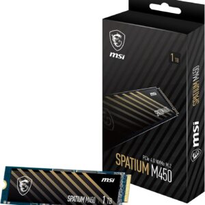 M.2 NVMe MSI Spatium M450 | Capacidad de 1TB | Interfaz de Bus PCIe Gen 4 x4 | Factor de Forma M.2 2280 | Factor de Forma Compacto | Memoria Flash 3D NAND
