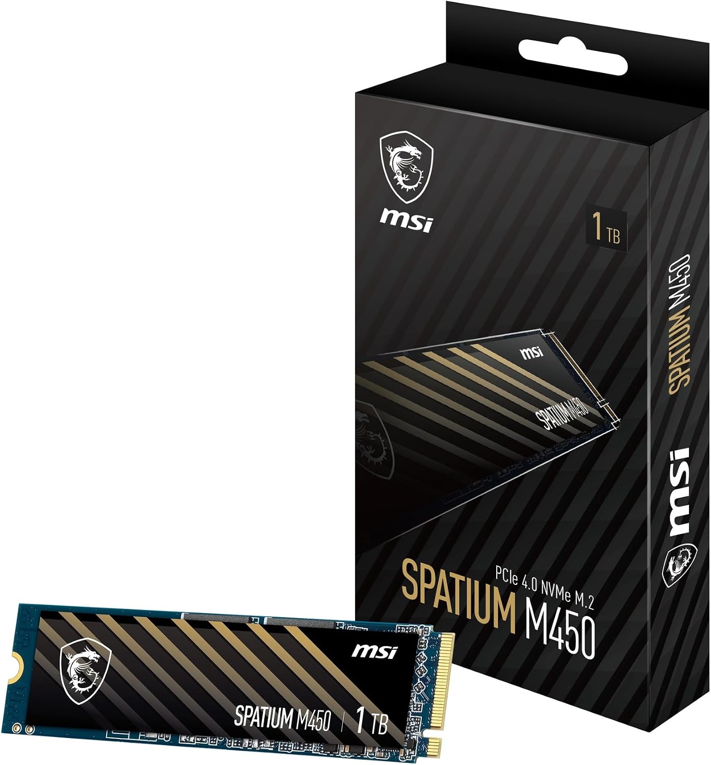 M.2 NVMe MSI Spatium M450 | Capacidad de 1TB | Interfaz de Bus PCIe Gen 4 x4 | Factor de Forma M.2 2280 | Factor de Forma Compacto | Memoria Flash 3D NAND