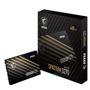 Almacenamiento SATA 2.5 MSI SPATIUM S270 de 480GB | Interfaz SATA III de 6 Gb/s | Velocidad de Lectura hasta 500 MB/s | Tecnología Flash 3D NAND | Factor de Forma de 2.5 Pulgadas