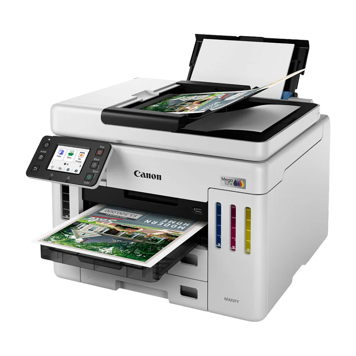 Impresora Multifuncional Inalámbrica Canon MAXIFY MegaTank GX7110 | Sistema de Tanques de Tinta Recargables de Alto Rendimiento | Pantalla Táctil a Color de 2.7 Pulgadas | Conectividad Wi-Fi, Ethernet y USB | Alimentador Automático con Escaneo Dúplex de Pasada Única | Tintas Pigmentadas