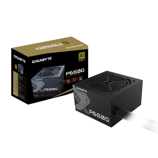 Fuente de Poder GIGABYTE P650G PG5 de 650W | Certificación 80 Plus Gold | Compatible con ATX 3.0 y PCIe 5.0 | Conector Nativo de 16 Pines 12VHPWR | Ventilador Hidráulico de 120mm