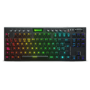 Teclado Mecánico Inalámbrico Low Profile Redragon Horus K621 TKL | Formato Compacto Tenkeyless | Conexión Tri-Mode (USB-C, 2.4 GHz, Bluetooth) | Switches Red Lineales de Perfil Bajo Hot-Swap | Controles Multimedia Dedicados | Color Negro