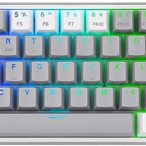 Teclado Mecánico Inalámbrico Gaming Redragon Fizz Pro K616 | Formato Ultra-Compacto 60% | Conexión Tri-Mode (USB-C, 2.4 GHz, Bluetooth) | Switches Red Lineales Intercambiables Hot-Swap | Iluminación RGB | K616-RGB - Gris y Blanco