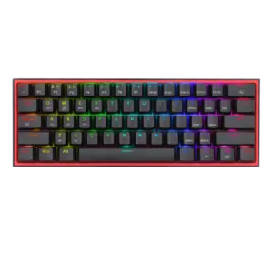 Teclado Mecánico Gaming Redragon Fizz K617R | Factor de Forma Compacto 60% | Iluminación LED Rainbow | Interruptores Mecánicos Intercambiables (Hot-Swap) | Cable USB-C Desmontable | Diseño Monocromático
