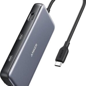 Hub USB-C 8 en 1 Anker 555 | Entrega de Energía Power Delivery de 100W | Salida de Video HDMI 4K a 60Hz | Puerto Ethernet Gigabit | Lector de Tarjetas SD y microSD | USB-C y USB-A de 10Gbps
