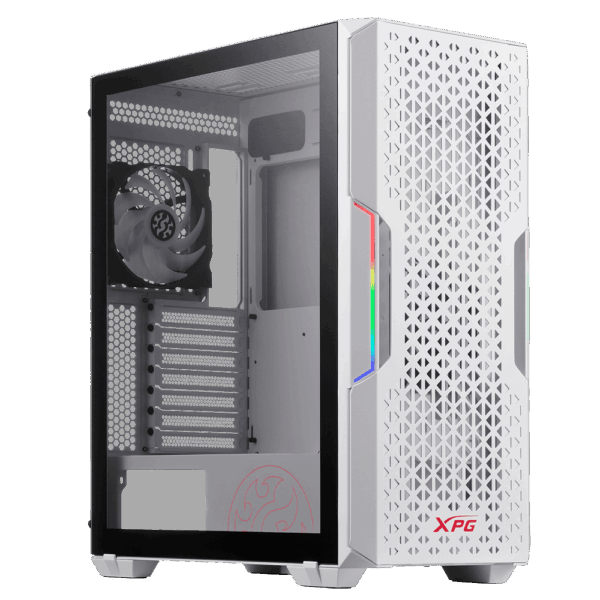 Gabinete Gaming Mid-Tower XPG STARKER AIR Black | Panel Frontal de Malla Magnética de Alto Flujo de Aire | Panel Lateral de Vidrio Templado | Efectos de Iluminación ARGB Integrados | Soporte para Placas ATX, Micro-ATX y Mini-ITX | Incluye 2 Ventiladores Preinstalado