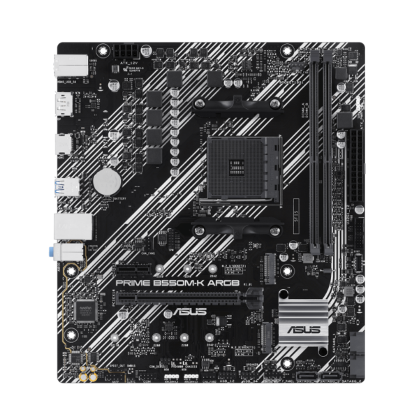 Motherboard ASUS Prime B550M-K ARGB | Socket AMD AM4 para Procesadores Ryzen | Chipset B550 | Factor de Forma Micro-ATX | Ranura PCIe 4.0 M.2 | Iluminación Aura Sync RGB | DDR4