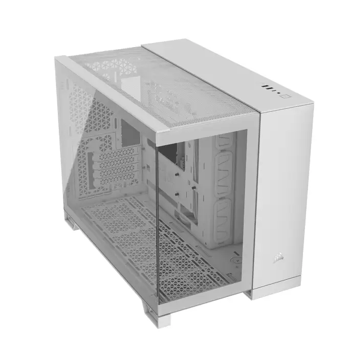 Gabinete para PC Mid-Tower de Doble Cámara Corsair 2500X White | Paneles de Cristal Templado Frontal y Lateral | Sin Ventiladores Incluidos | Soporte para Placas Base con Conectores Posteriores (BTF / Project Zero) | Acabado Blanco | CC-9011266-WW