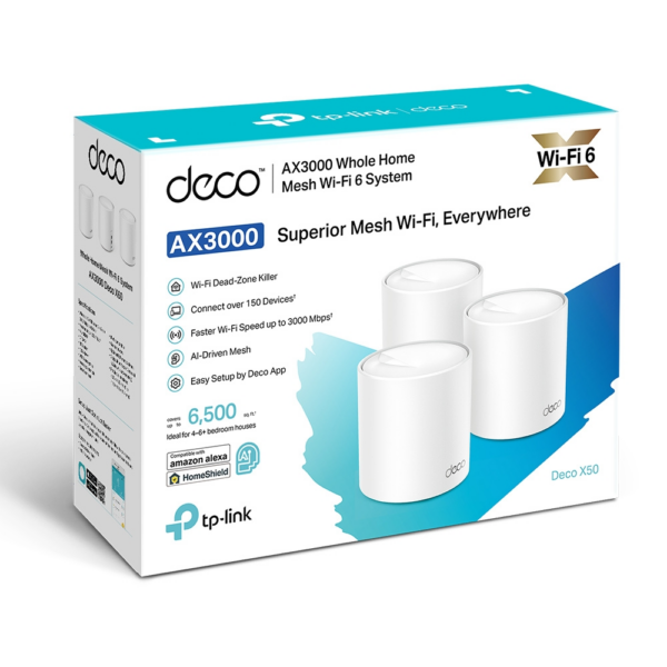 Sistema Wi-Fi 6 Mesh para Toda la Casa | TP-Link Deco X50 | Kit de 3 Unidades | AX3000 Doble Banda Gigabit | DECOX50-3PACK