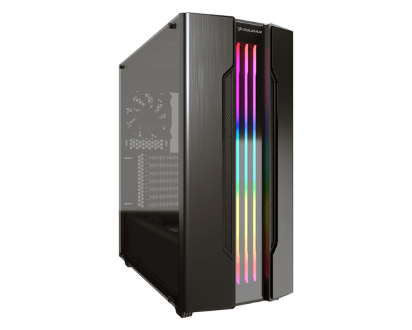 Gabinete Gamer Mid-Tower Cougar Gemini S | Panel Frontal con Iluminación Trelux RGB Integrada | Panel Lateral de Vidrio Templado | Soporte para Placas E-ATX, ATX, Micro ATX y Mini-ITX | Capacidad para Radiadores de hasta 360 mm y GPU de 410 mm | Color Iron Gray | Cougar Gemini S