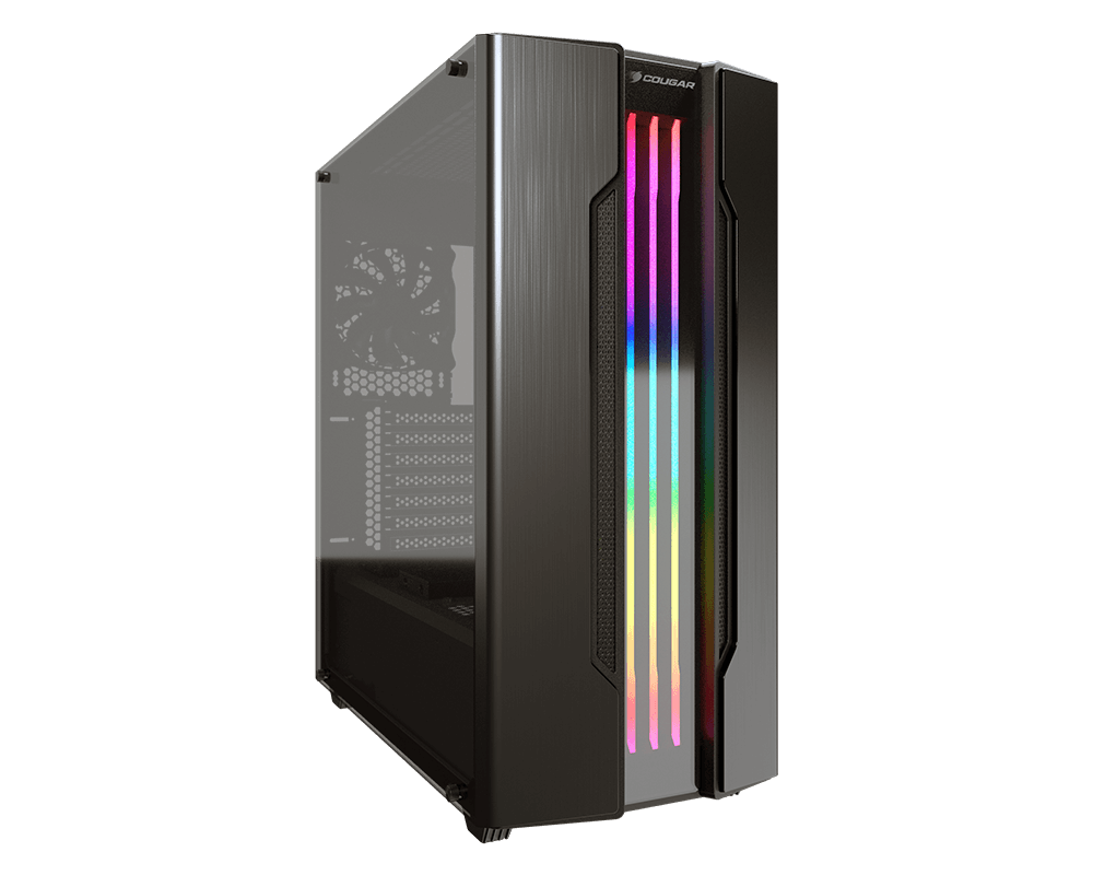 Gabinete Gamer Mid-Tower Cougar Gemini S | Panel Frontal con Iluminación Trelux RGB Integrada | Panel Lateral de Vidrio Templado | Soporte para Placas E-ATX, ATX, Micro ATX y Mini-ITX | Capacidad para Radiadores de hasta 360 mm y GPU de 410 mm | Color Iron Gray | Cougar Gemini S