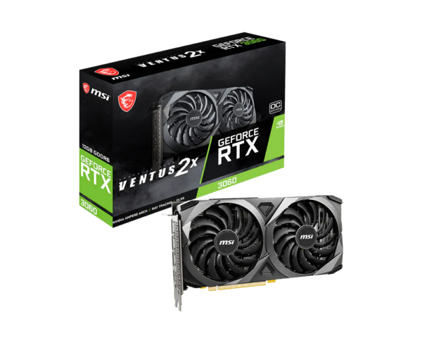 TARJETA DE VIDEO MSI GEFORCE RTX 3060 VENTUS 2X 12G OC GDDR6 1807 MHZ (CP) NEGRO