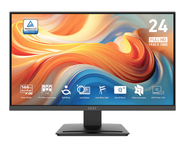 MONITOR GAMING MSI PRO MP243L E14 23.8" PLANO 1920 X 1080 144HZ ANTI-GLARE HDMI Y D-SUB 9S6-3PE1CH-005 (CP) NEGRO
