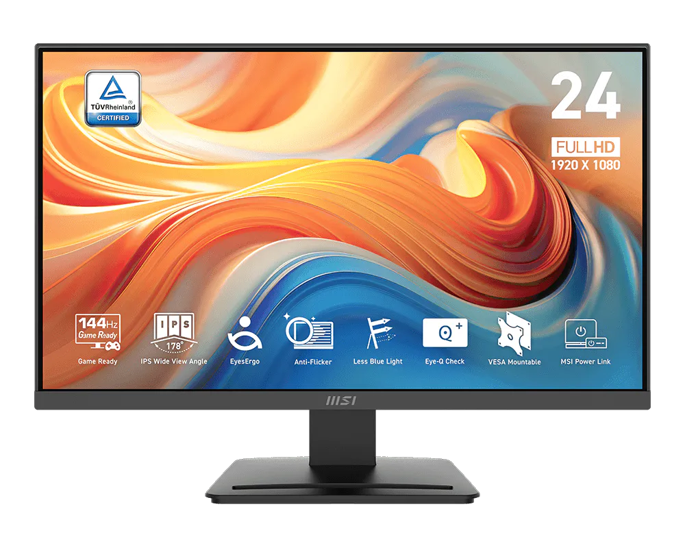 MONITOR GAMING MSI PRO MP243L E14 23.8" PLANO 1920 X 1080 144HZ ANTI-GLARE HDMI Y D-SUB 9S6-3PE1CH-005 (CP) NEGRO