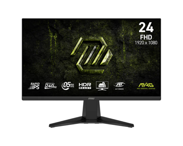MONITOR GAMING MSI MAG 245F X24 24 PULG PLANA 1920X1080 240HZ IPS RÁPIDO FREESYNC PREMIUM DISPLAYPORT / HDMI 9S6-3BC81M-004 (CP) NEGRO