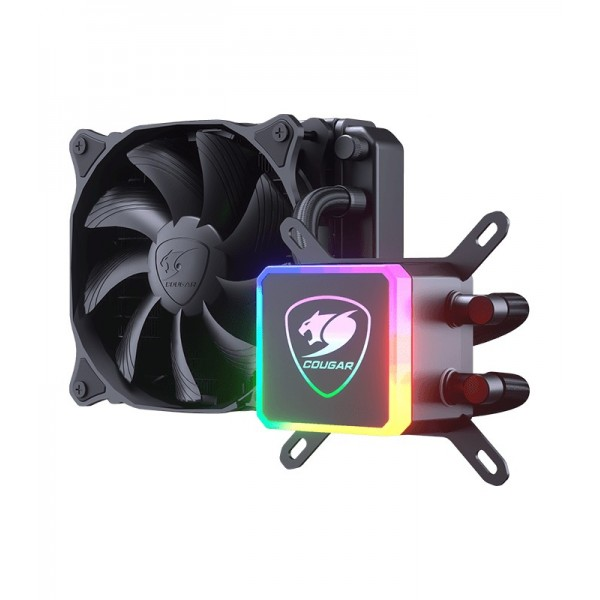 Refrigeración Líquida COUGAR AQUA 120 AIO | Radiador de 120mm | Ventilador PWM 600-1800RPM (70.64 CFM, 35dB) | Cabezal de Bomba con LED RGB | Control Remoto Inalámbrico Sin Drivers (100+ Efectos) | Sincronización con Aura Sync, RGB Fusion, Mystic Light, Polychrome | Compatible Intel LGA775-2066 y AMD AM2-AM4/FM1-FM2+ | 3MAQU120.0001