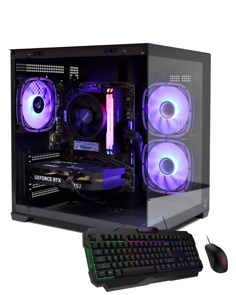 Computadora Gamer NSX Gaming PC | Procesador AMD Ryzen 5 5600XT AM4 | Tarjeta Gráfica MSI NVIDIA GeForce RTX 5060 8GB Shadow 2C OC | 16GB RAM DDR4 3200MHz Patriot Viper Steel (Dual Channel 2x8GB) | 1TB SSD M.2 NVMe PCIe Gen4 MSI Spatium M450 | Placa Base Gigabyte A520M ARGB | Fuente 650W 80 Plus Gold | Gabinete NSX Nighthawk Cristal Panorámico | Wi-Fi + Bluetooth | Incluye Combo MSI Forge GK100 Teclado y Mouse | Windows 11 Home Retail