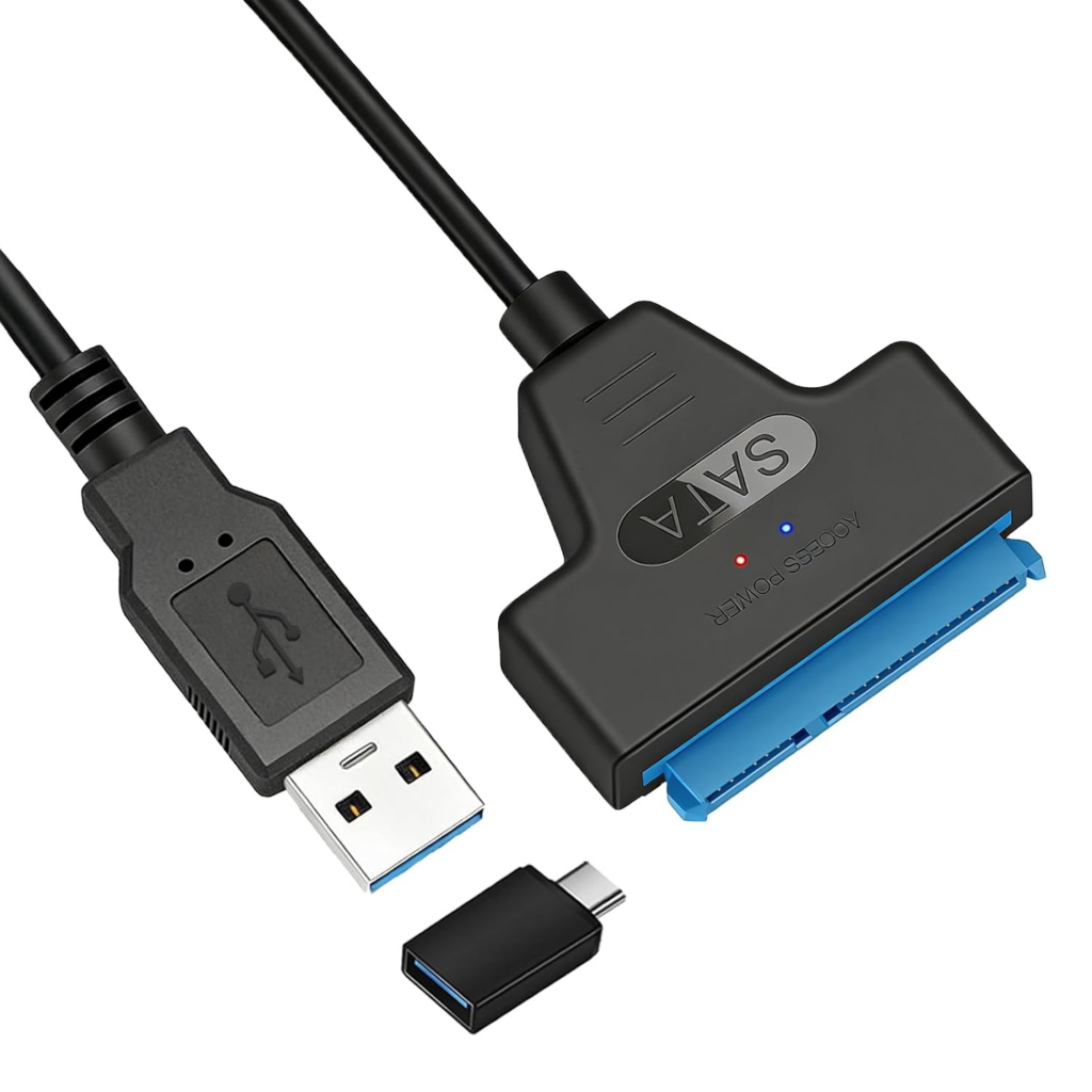 Adaptador SATA a USB 3.0 Garrulax para Disco Duro de 2.5" | 2 en 1 Conector Type-C y Type-A | Velocidad de Transferencia de hasta 5Gbps | Sin Necesidad de Drivers | Indicador LED de Estado | Cable de 0.8ft (24cm) | Compatible HDD/SSD SATA I/II/III | Windows/Mac/Linux