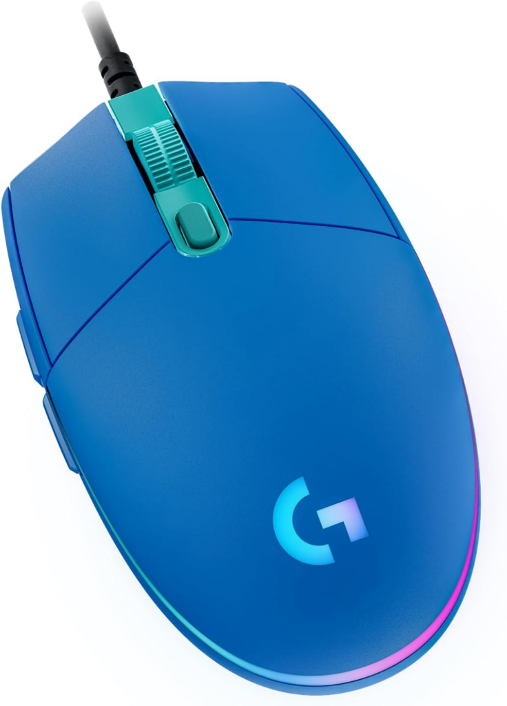 Mouse Gamer Logitech G203 LIGHTSYNC RGB con Cable | Sensor Óptico de Grado Gaming hasta 8,000 DPI | Tasa de Sondeo (Polling Rate) 1000Hz / 1ms | 6 Botones Programables con Clics Mecánicos | Iluminación RGB LIGHTSYNC 3 Zonas (~16.8M Colores) | Software G HUB | Color Azul
