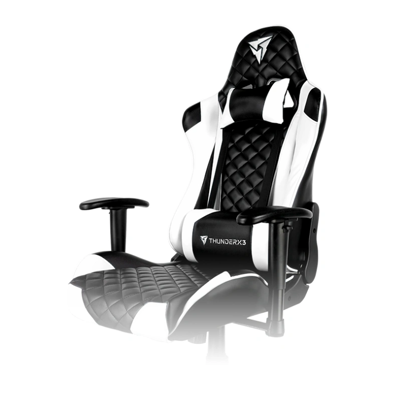 Silla Gamer Ergonómica ThunderX3 TGC12 | Tapizado en Cuero Sintético Prémium con Textura de Fibra de Carbono | Reclinación Ajustable hasta 180° y Mecanismo de Balanceo | Reposabrazos Bidireccionales 2D | Estructura de Acero y Pistón de Gas Clase 4 (Soporte hasta 150 kg) | Cojines Lumbar y Cervical Incluidos