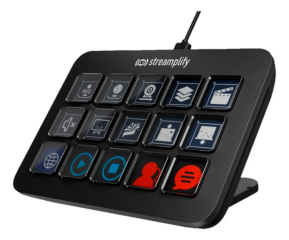 Consola de Control para Streaming Streamplify DECK ONE | Controlador de Producción con 15 Teclas LCD Táctiles Programables | Pantalla de Iconos Personalizables a Todo Color | Soporte Magnético Desmontable Ajustable | Integración Nativa con OBS Studio, Twitch, YouTube y Discord | Conexión USB Type-C