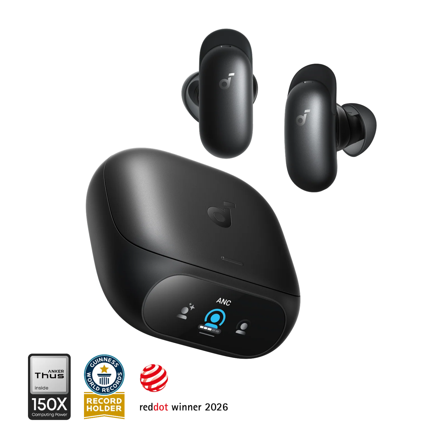 Auriculares Inalámbricos soundcore Liberty 5 Pro (D1203) | Certificación Récord Guinness en Calidad de Voz (G-MOS) | Chip de IA Anker Thus | Cancelación Activa de Ruido Adaptativa 4.0 | 8 Micrófonos + 2 Sensores de Conducción Ósea | Bluetooth 6.1 (Auriculares) / 6.0 (Estuche) | Códecs AAC/SBC/LDAC | Multipunto hasta 3 Dispositivos | Traducción en Tiempo Real con IA | Estuche con Pantalla Táctil