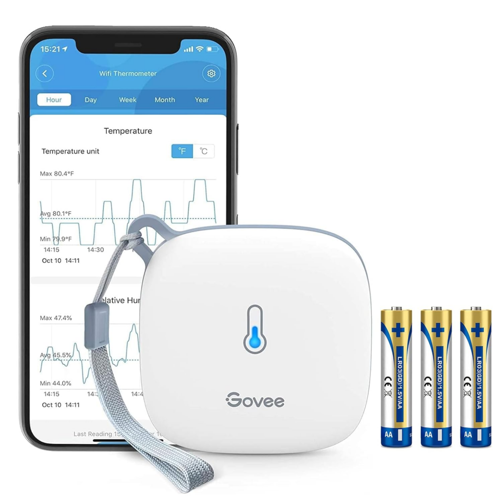 Termohigrómetro Inteligente Wi-Fi Govee H5179 | Sensor Digital de Temperatura y Humedad con Conectividad Wi-Fi y Bluetooth | Notificaciones y Alertas en Tiempo Real vía App Govee Home | Almacenamiento y Exportación Gratuita de Datos en la Nube | Sensor Suizo de Alta Precisión | Monitoreo para Invernaderos, Racks de Servidores y Hogar