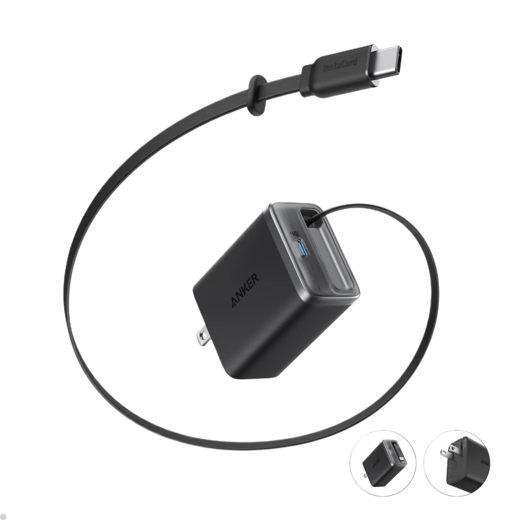 Cargador Anker Nano 35W con Cable USB-C Retráctil Integrado (Anker InstaCord) | 2 Puertos USB-C | Cable Extensible de 2.3ft Resistente a 20,000 Flexiones y Retracciones | Distribución Automática de Potencia | Compacto como AirPods Pro (2ª Gen) | Compatible iPhone, Galaxy, Pixel