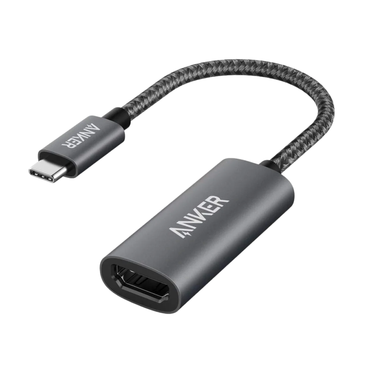 Adaptador Anker 310 USB-C a HDMI Negro | Resolución hasta 4K@60Hz | Soporte HDCP 2.2 | Exterior de Aluminio Mate Ultra Portátil | Cable Trenzado en Nylon Resistente | Plug and Play sin Drivers | Compatible MacBook, iPad Pro, Galaxy, Dell XPS, Surface Laptop | Modelo A8312