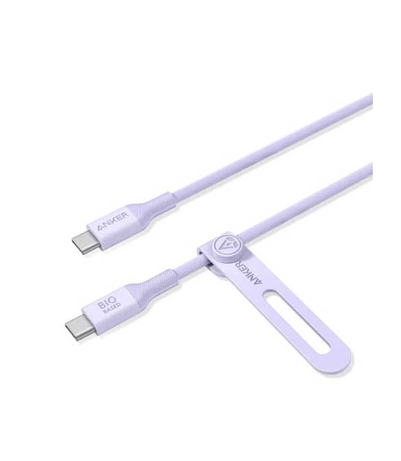 Cable USB-C a USB-C Anker 544 de Carga Rápida Power Delivery de hasta 140W | Construcción con Materiales de Base Biológica (Bio-Based) | Resistente a +20,000 Dobleces | Transferencia de Datos a 480 Mbps | Compatible con MacBook Pro, iPad Pro, iPhone 16/15, Samsung Galaxy y Laptops | Violet | A80F1HV1