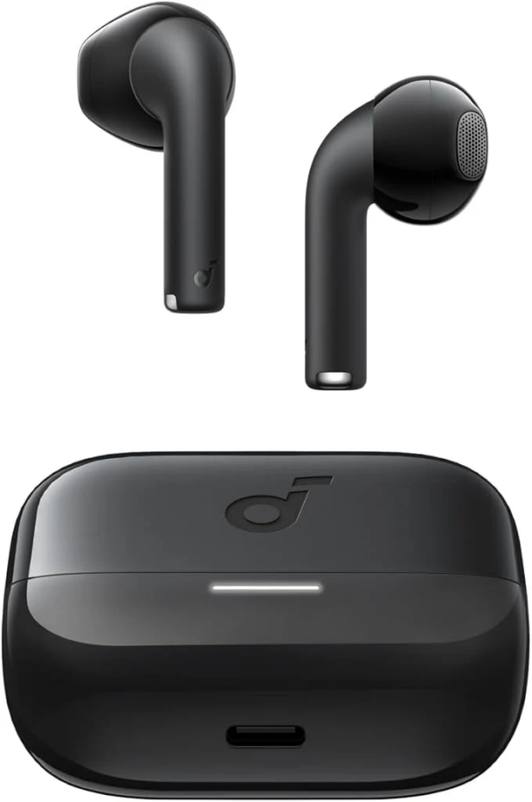 Auriculares Inalámbricos Semi-In-Ear Soundcore K20i de Anker Bluetooth | Hasta 36 Horas de Reproducción Total con Estuche de Carga | Carga Rápida (10 Min = 2 Horas) | Diseño Semiabierto Ergonómico y Ultraligero | Control Táctil y Micrófonos Claros | Soundcore K20i