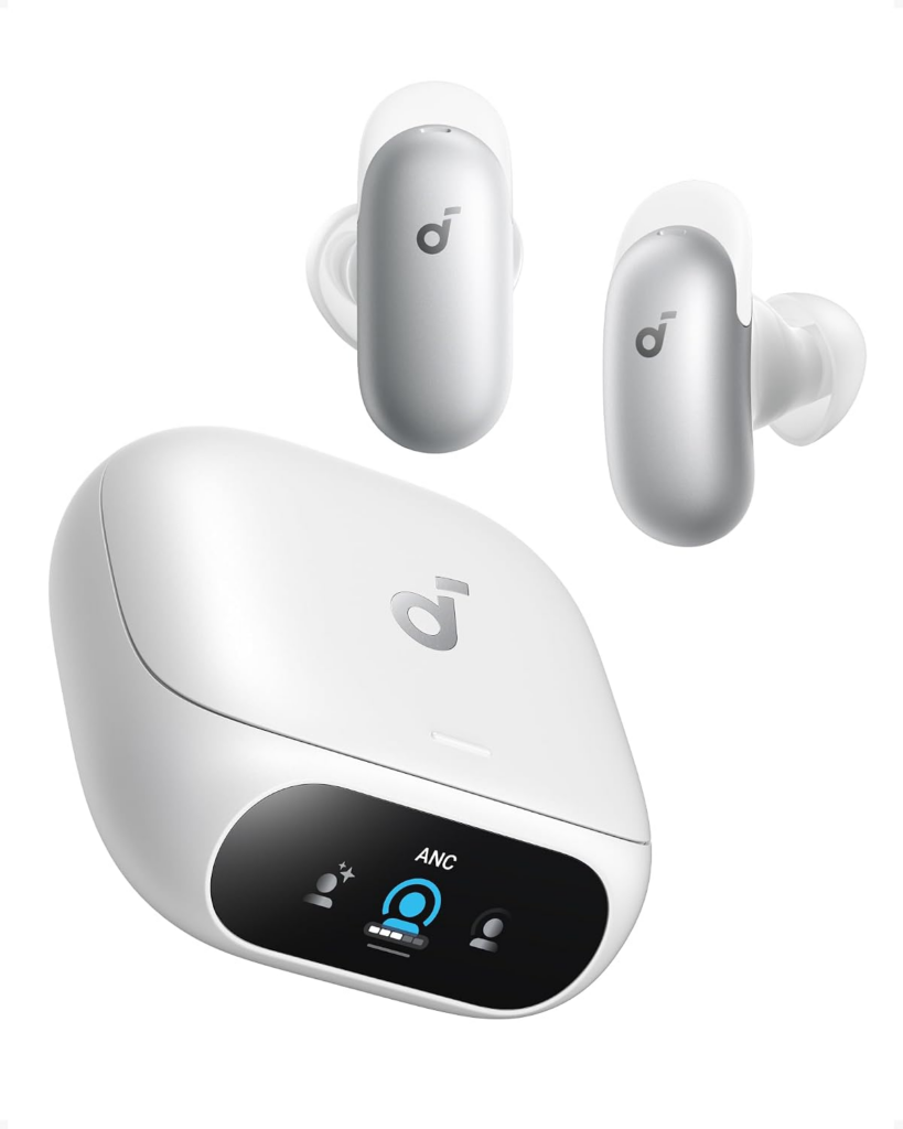 Auriculares Inalámbricos soundcore Liberty 5 Pro (D1203) | Certificación Récord Guinness en Calidad de Voz (G-MOS) | Chip de IA Anker Thus | Cancelación Activa de Ruido Adaptativa 4.0 | 8 Micrófonos + 2 Sensores de Conducción Ósea | Bluetooth 6.1 (Auriculares) / 6.0 (Estuche) | Códecs AAC/SBC/LDAC | Multipunto hasta 3 Dispositivos | Traducción en Tiempo Real con IA | Estuche con Pantalla Táctil