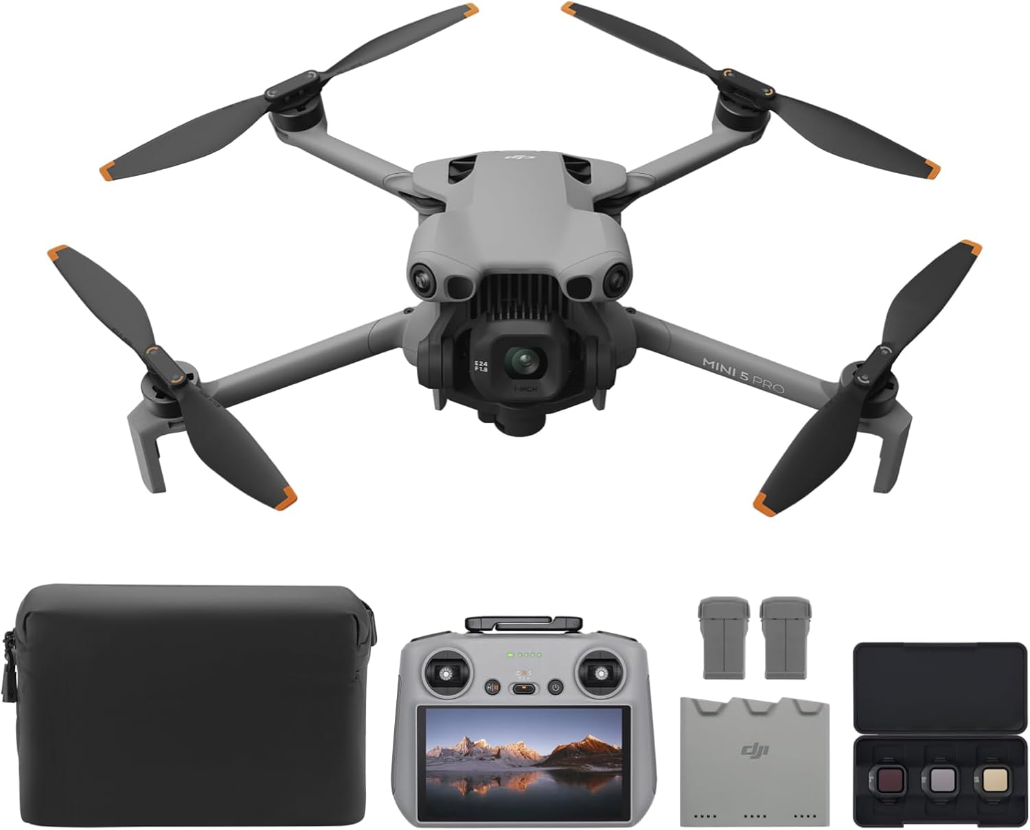 Drone DJI Mini 5 Pro Fly More Combo con Control DJI RC 2 | Sensor CMOS Tipo 1" Quad Bayer (50MP Interpolado / ~12.5MP Nativo) | Video 4K/60fps HDR y 4K/120fps Cámara Lenta | Detección de Obstáculos Omnidireccional con LiDAR | ActiveTrack 360° | Gimbal de Rotación 225° | Transmisión O4+ hasta 20km | Peso 249.9g | 3 Baterías Incluidas | WAPJ06
