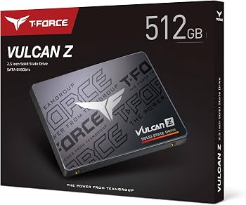 Unidad de Estado Sólido SSD Interno Teamgroup T-Force Vulcan Z de 512 GB SATA III 2.5 Pulgadas | Velocidad de Lectura Secuencial de hasta 540 MB/s y Escritura de hasta 470 MB/s | Memoria 3D NAND Flash | Soporte SMART, TRIM y NCQ | Resistencia a Golpes y Caídas | Para PC Gaming y Laptop | T-Force Vulcan Z 512GB