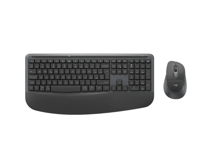 Combo Teclado y Mouse Inalámbrico Logitech Signature Comfort Plus MK880 | Español | Teclado Completo de 108 Teclas con Reposamanos Curvo Integrado | Mouse con Cojín de Palma y Sensor Óptico 400-4000 DPI | Bluetooth 5.2 LE con Easy-Switch (3 Dispositivos) | Batería hasta 36 Meses (Teclado) / 24 Meses (Mouse) | Plástico Reciclado | Color Grafito | 920-014035