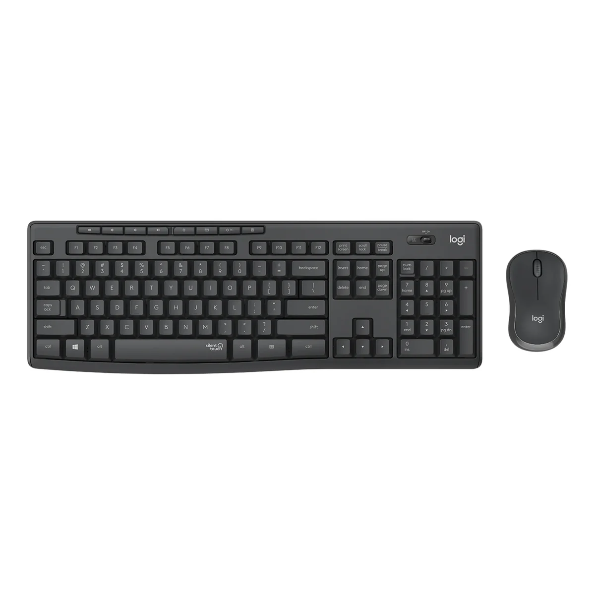 Combo Teclado y Mouse Inalámbricos Silenciosos Logitech MK295 Silent en Inglés (US QWERTY) | SilentTouch 90% Menos Ruido | Teclado Completo con Numérico | 2.4GHz Receptor USB | 10 m | Grafito | 920-009782