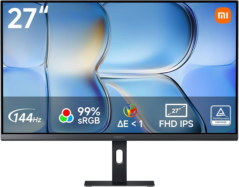 Monitor Xiaomi A27i 2026 27 Pulgadas Full HD IPS 144Hz | 6 ms | 300 nits | ΔE menor a 1 | DisplayPort 1.4 + HDMI 2.0 | Plano | VESA 75x75 | P27FDA-RAGL