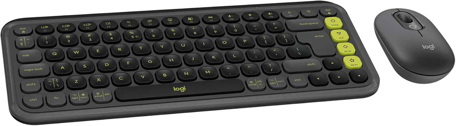 Combo Teclado y Mouse Inalámbricos Logitech POP Icon | Teclado Compacto de Perfil Bajo con 4 Teclas de Acción Personalizables | Bluetooth + Logi Bolt | Easy-Switch 3 Dispositivos | Clics Silenciosos | 920-013053