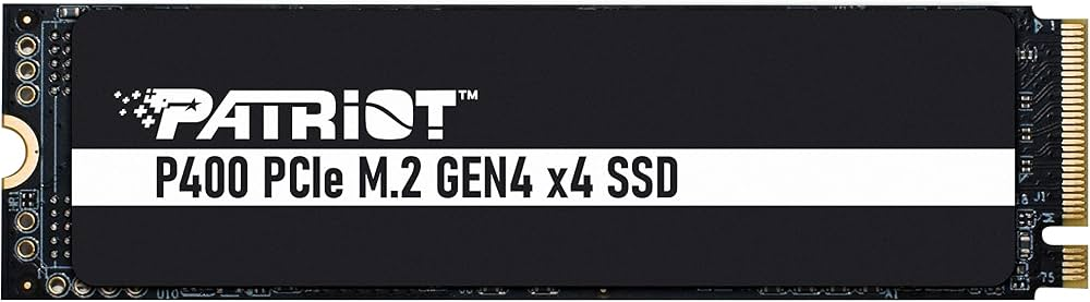 Almacenamiento M.2 NVMe Patriot P400 500GB PCIe Gen4 x4 | Velocidades de Lectura de hasta 5000 MB/s y Escritura de hasta 3900 MB/s | Disipador Térmico Integrado de Grafeno de Alta Eficiencia | Factor de Forma M.2 2280 | Para PC Gaming, Laptops y PlayStation 5 | Patriot P400 500GB