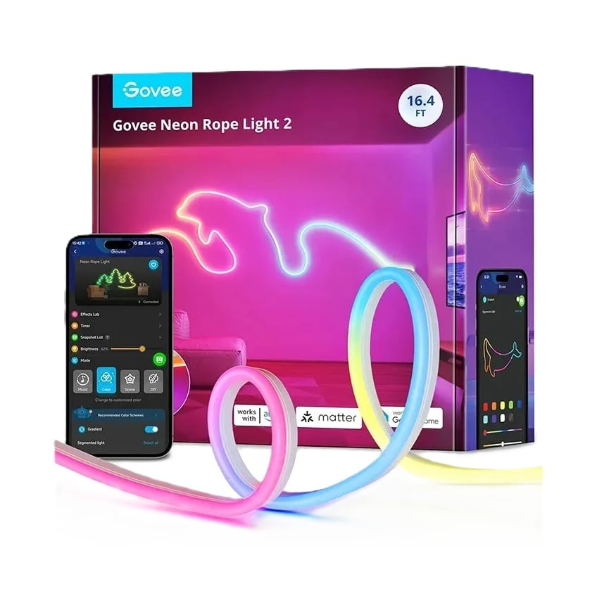 Tira de Luces LED Inteligentes Govee White Strip de 3 Metros con Soporte para Matter y Apple HomeKit (H61D3101) | Temperatura de Color Blanco Cálido a Frío Ajustable | Control por App Govee Home, Siri, Alexa y Google Assistant | Conectividad Wi-Fi y Bluetooth | Govee H61D3101
